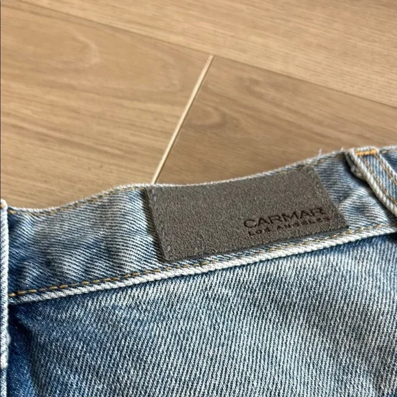 $188 Carmar Carson Beatrice Lace Up Denim Mini Skirt Raw Hemline - Picture 6 of 10